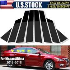 For 2013-2018 Nissan Altima 8pc Glossy Black Pillar Posts Window Door Trim Cover For 2013-2018 Nissan Altima 8pc Glossy Black Pillar Posts Window Door Trim Cover