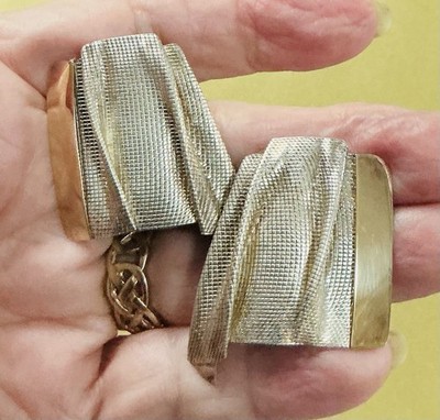 14k Yellow Gold Sterling Silver Stud Earrings Textured Artist Terrell Signed 13g