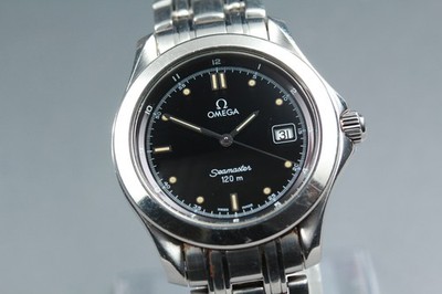 [Exc+5]  OMEGA Seamaster 120m 2511.50 Black Dial Silver Band Date men s watch