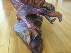 VINTAGE HAND CARVED REAL WOODEN LARGE BEAUTIFUL OPEN WING EAGLE SCULPTURE — photo 4