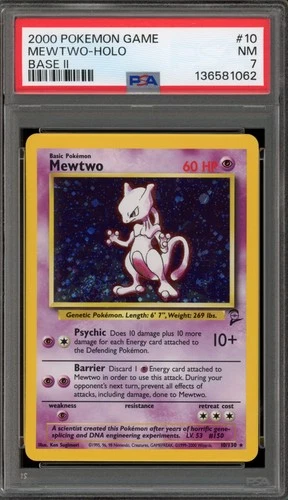 Pokemon Mewtwo Base Set 2 Holo Rare #10 PSA 7