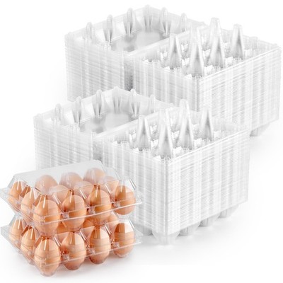120PCS Egg Cartons Cheap Bulk, Clear Large Egg Cartons for Chicken Eggs, Chic...