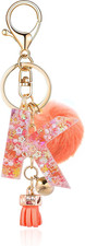 Resin Alphabet Initial Letter Keychain Keyring for Women Purse Handbags With Fur