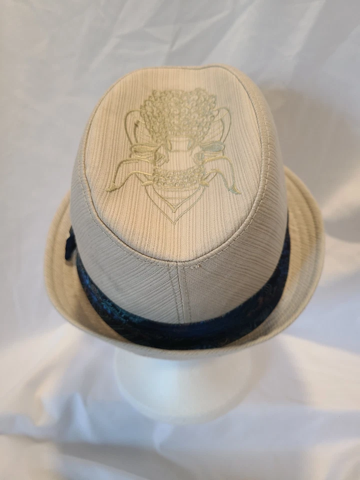 De Colección Goorin Bros 1333 Minna Fedora Sombrero Off White-Beige/Azul Marino-Med-Bordado Foto 4 de 4