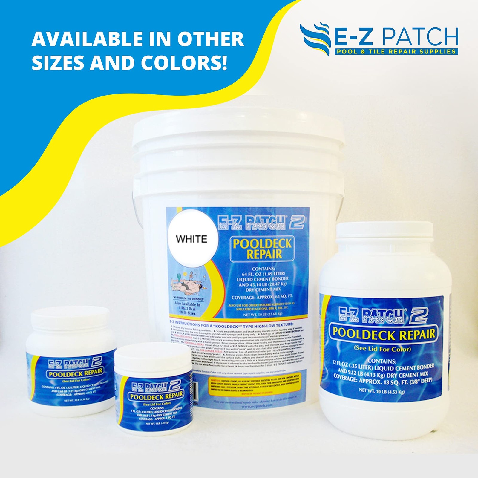 E-Z Patch 2 Pool Patch Repair Kit for Pool Decks & Patios - DIY Concrete Repa...