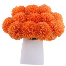 Pcs Artificial Chrysanthemums Fall Flowers Silk Marigold Flowers Fake 12 Orange