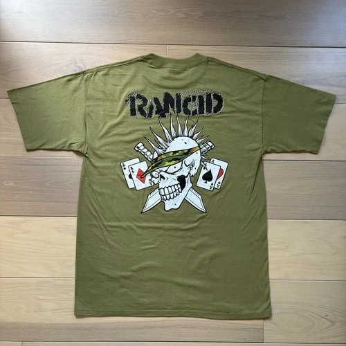 Rancid Shirt Brockum Army Green Screaming Mohawk Sku 1990s vintage concert t-shirt, vintage, size XL, single stitch, B+ condition