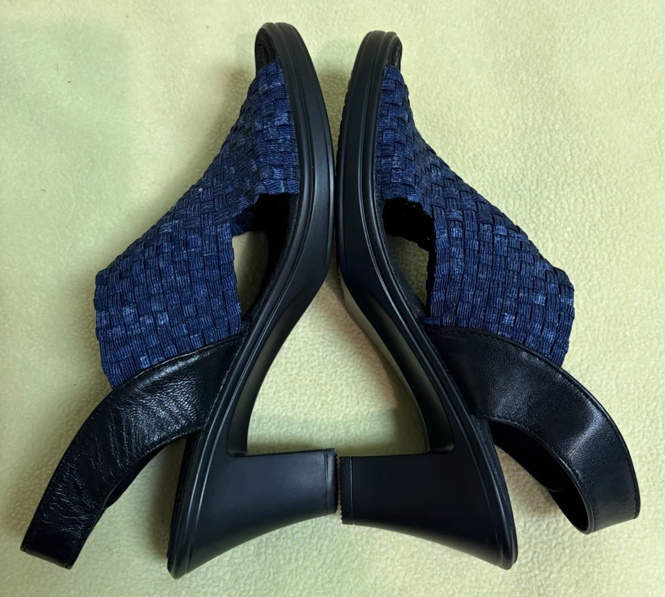 Bernie Mev. para mujer Tacones con puntera abierta elásticos tejidos azules negros talla 39  Foto 4 de 4
