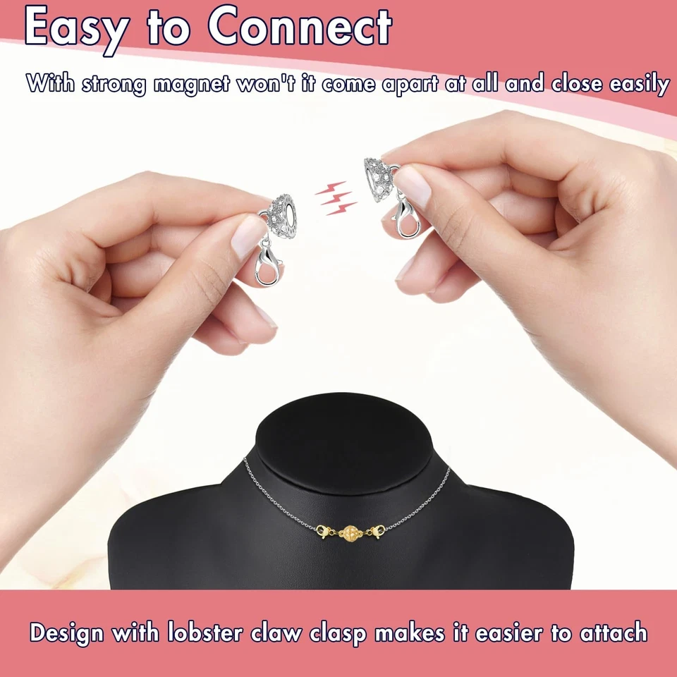 12Pcs Magnetic Clasps & Jewelry Extender Set,  Gold/Silver Plated Stainless Stee - Image 3 of 4