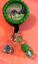 Animal Moose 1 Id badge holder retractable alligator clip