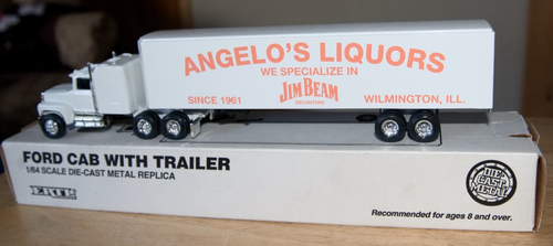 ERTL Raro 1993 Beam's Angelo's Liquors Metallo pressofuso Sleeper Cab Semi Camion - Foto 5 di 12