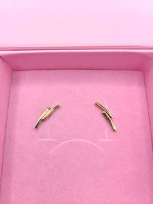 QVC Alkeme 14K Gold Curved Double Bar Climber Earrings