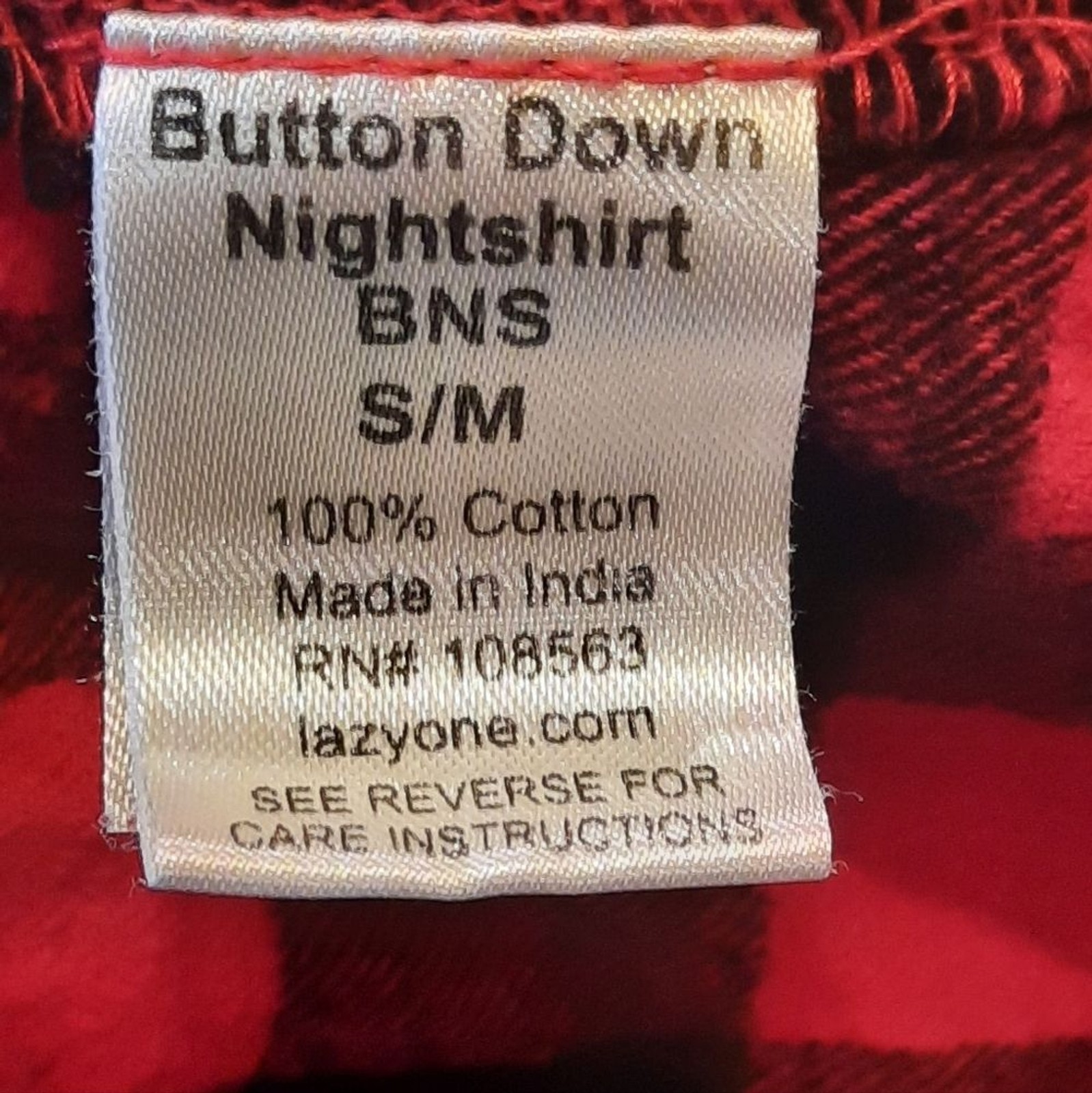 Lazy One Nightshirt Womans S/M Red Plaid Flannel Button Down Comfy Loumgewear