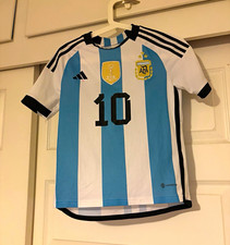 Authentic Adidas Argentina Lionel Messi #10 Soccer Jersey Boys 11-12YBlue White
