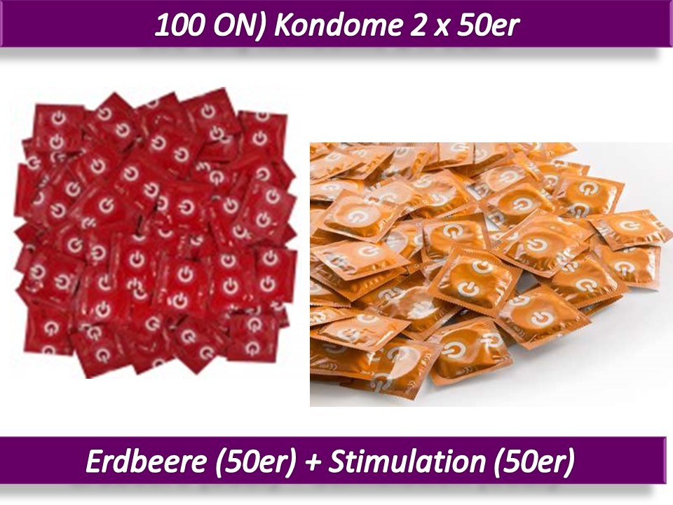 ♥ 100 ON Kondome Erdbeere + Stimulation 54mm  2 x 50er Condome