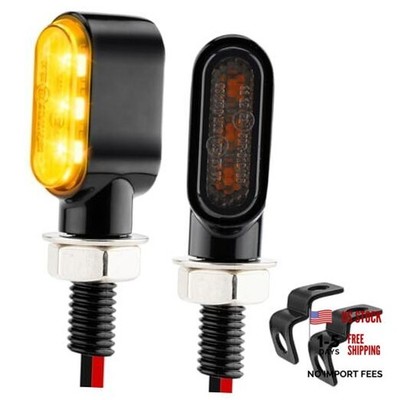 Mini LED Motorcycle Turn Signals with Front Bracket, Small Ebike Smoke Lens