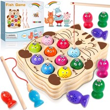 Jeux Enfants 3 Ans,Jeuxs Montessori,Jouets en Bois Jeu de pêche,Jeuxs
