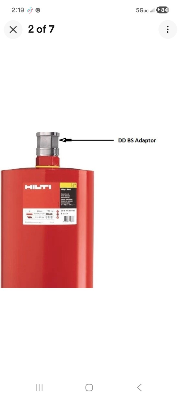 Hilti DD BS core drill adapter