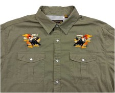 Howler Bros Gaucho Shirt Adult Large Green Pearl Snap Caracaras Hawks Rodeo Mens