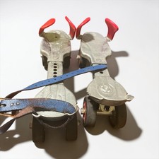 Vintage Sears Adjustable Metal Roller Skates with Red Toe Grips READ J4 