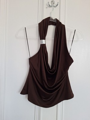 Mango (featuring Kaia Gerber) Slinky Backless Halter Top UK 10