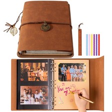 Travel Scrapbook Album Waterproof Large Photo Album with Writing Space 64 Pag...