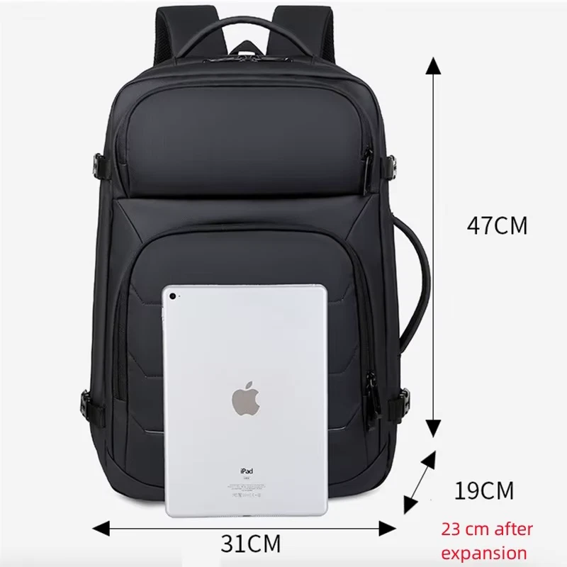 Laptop Rucksack Herren 17 Zoll erweiterbar wasserdicht USB Schul & Reise Tasche - Bild 3 von 4