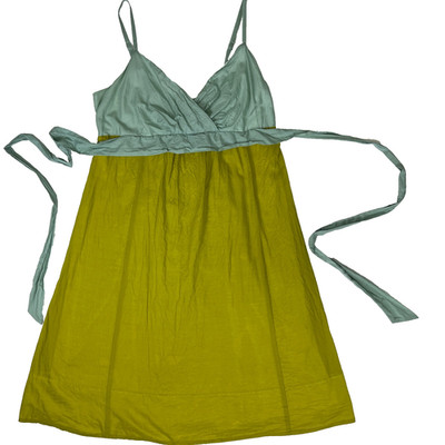 The Limited Colorblock Empire Waist Midi Dress Sage Mint Green Chartreuse Olive