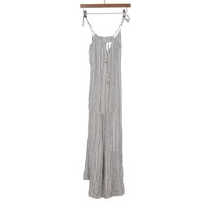 Kona Sol Maxi Dress Womens S Striped White Blue Tiered Boho Excellent
