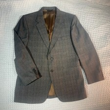 90s Vtg Power Suit Jacket Blazer PRINCE OF WALES Glen PLAID Retro Old Money 42R