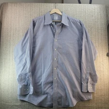 Brooks Brothers Shirt Mens 17.5 34/35 Blue White Stripe 1818 Regent Non Iron