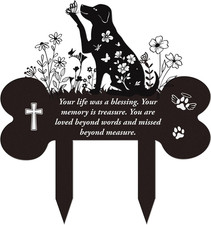 Pet Grave Markers Dog - Metal Memorial Plaques Garden Stakes for outside Dogs He