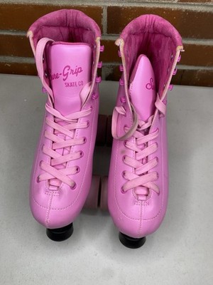 Sure Grip Quad Women s  Size 6 Pink Suede roller skates Excellent Oasis