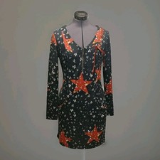 Joe Browns Star Print Lace Up Tunic Dress Black Red Size 10 Retro Boho Style