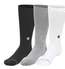 New Stance Mens Icon Blackwhitegray Sz 9-13 Large Cotton Crew Socks 3-pack New Stance Mens Icon Blackwhitegray Sz 9-13 Large Cotton Crew Socks 3-pack