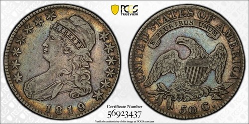 1819 Capped Bust Dollar 50C Half Dollar PCGS VF30 Grade Great in your Collection