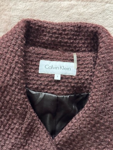 Calvin Klein Womens Belted Jacket Pea Coat Brown Size Small - Picture 4 of 11