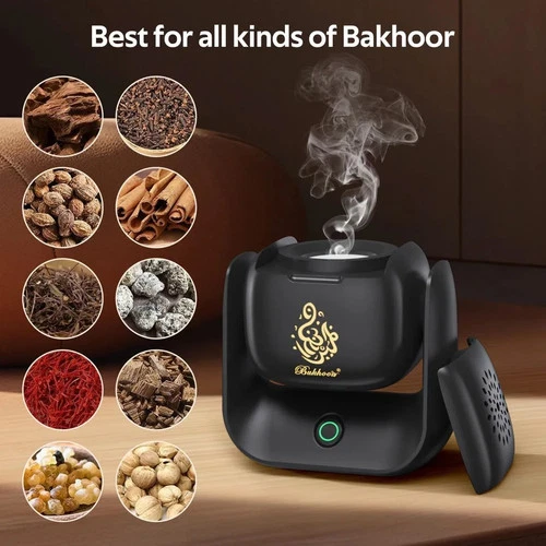 Rotating Electric Incense Burner Bakhoor Rechargeable USB Diffuser FREE Bakhoor