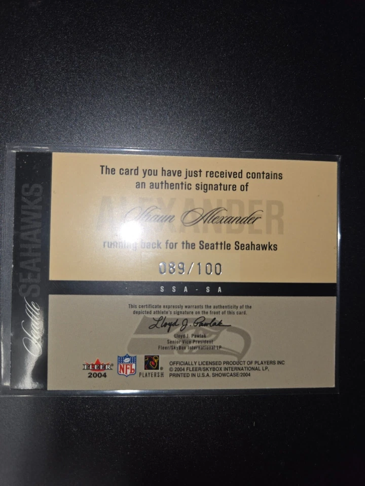 Shawn Alexander Signature Card 2004 Fleer Showcase! 89/100 - Image 2 of 2