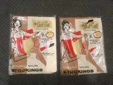 Vintage Carol Brent Textured Nylon Stockings By Montgomery Ward Lot Of 2 New