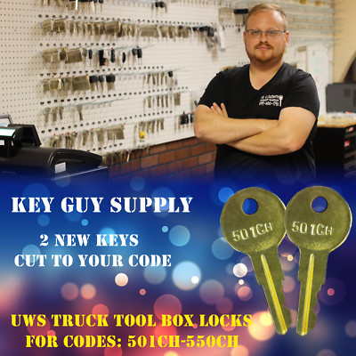 501CH-550CH. Pair of keys for UWS truck tool box locks, Pre Cut to your code.