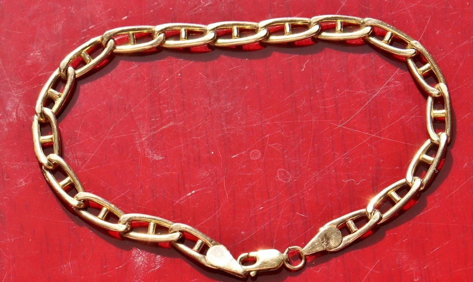 10k rose gold bracelet Italian mariner link chain 8.25" vintage 5.6g N2782 - Image 3 of 4