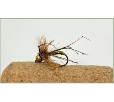 Barbless Flies 3er Pack Barbless Goldhead Olive Ribbed Daddy Long Legs, Size 10