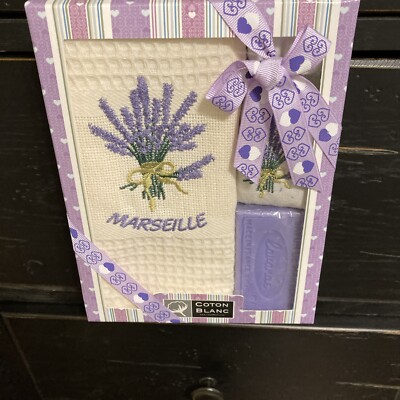 Coton Blanc Aixen Provence Olives 3 Piece Gift Set Towel Soap  Sachet
