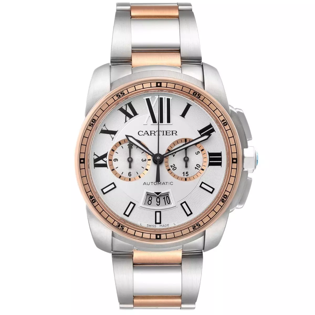 Cartier Calibre Chronograph Automatic 42mm Steel 18k Rose Gold