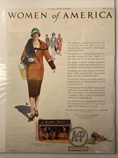 Vintage 1928 A&P Grocery Food Store Kitchen Women Of America Art 20's Print Ad