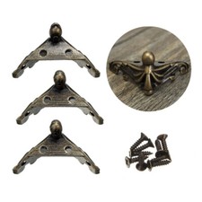 4Pcs Antique Decorative Jewelry Gift Box Wooden Case Corner Protector Feet Leg