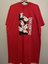 Vintage 90s 101 Dalmations Disney Movie Promo Tee Shirt OSFA Tall Red B157 