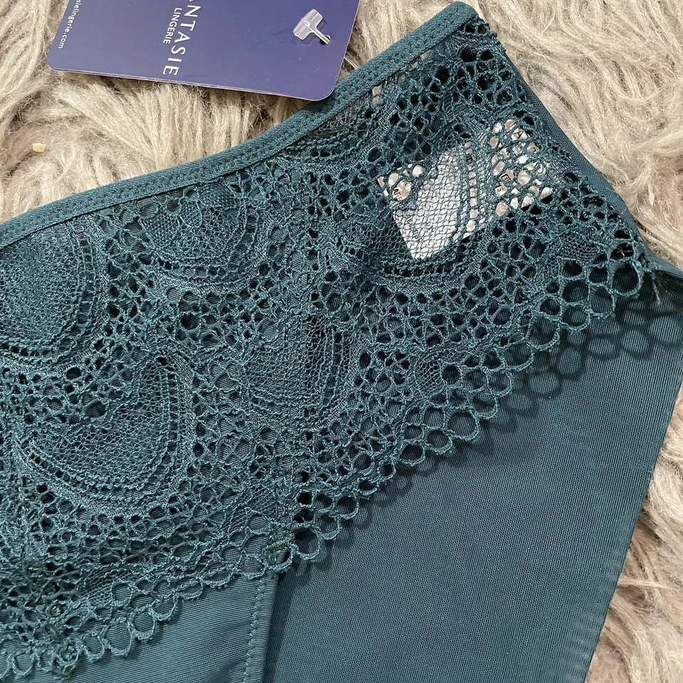全新带标签 Fantasie 女式 Twilight Ana Brief 钩针蓝绿色内裤 XS 码 Envy 绿色内裤 — 第 2/4 张图片