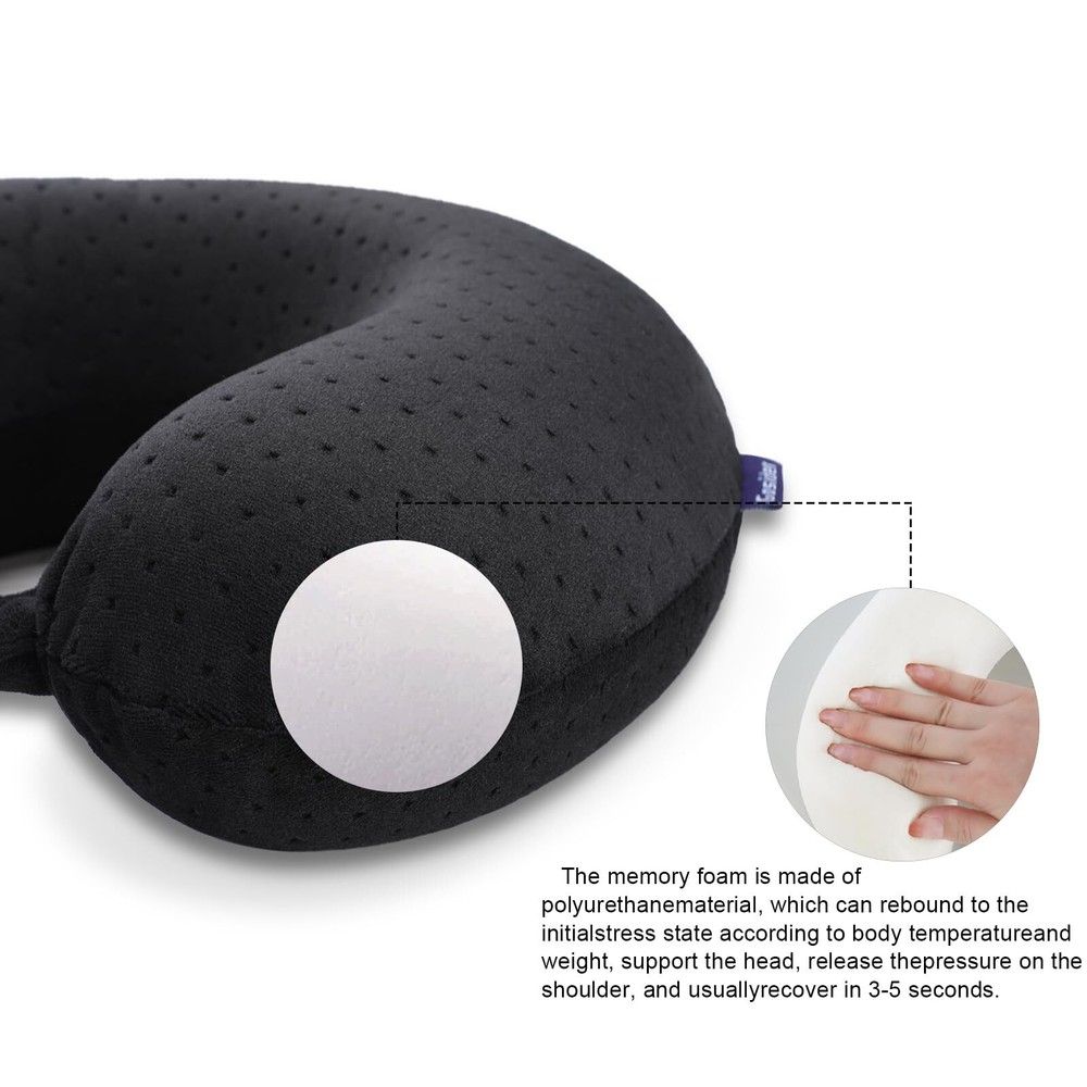 Memory Foam Neck Pillow for Airplane Travel Comfort